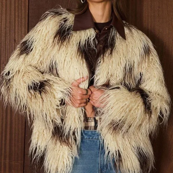 Multicolor Casual Women's Faux Fur Christmas Coat